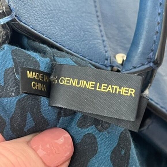 Rebecca Minkoff Mini MAB Satchel Crossbody Leather Blue Black - Picture 7 of 8